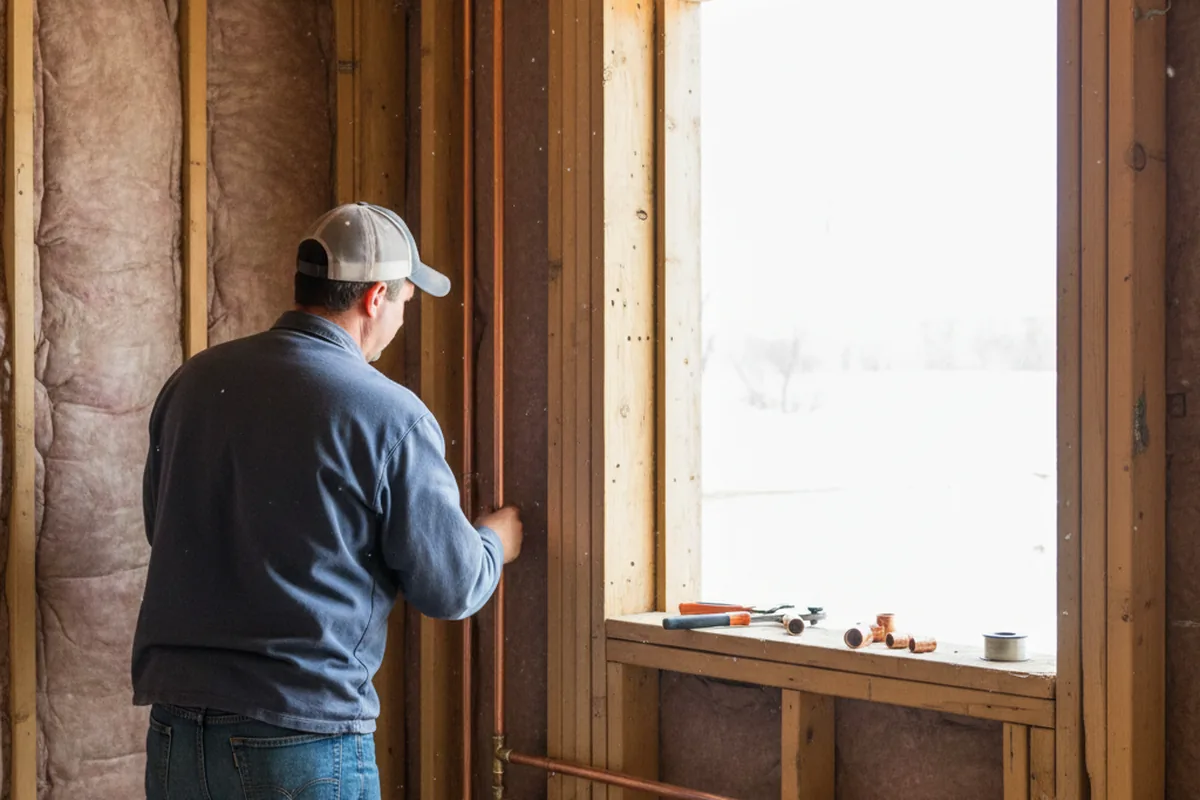 Licensed plumber running new copper supply lines in a Childersburg home