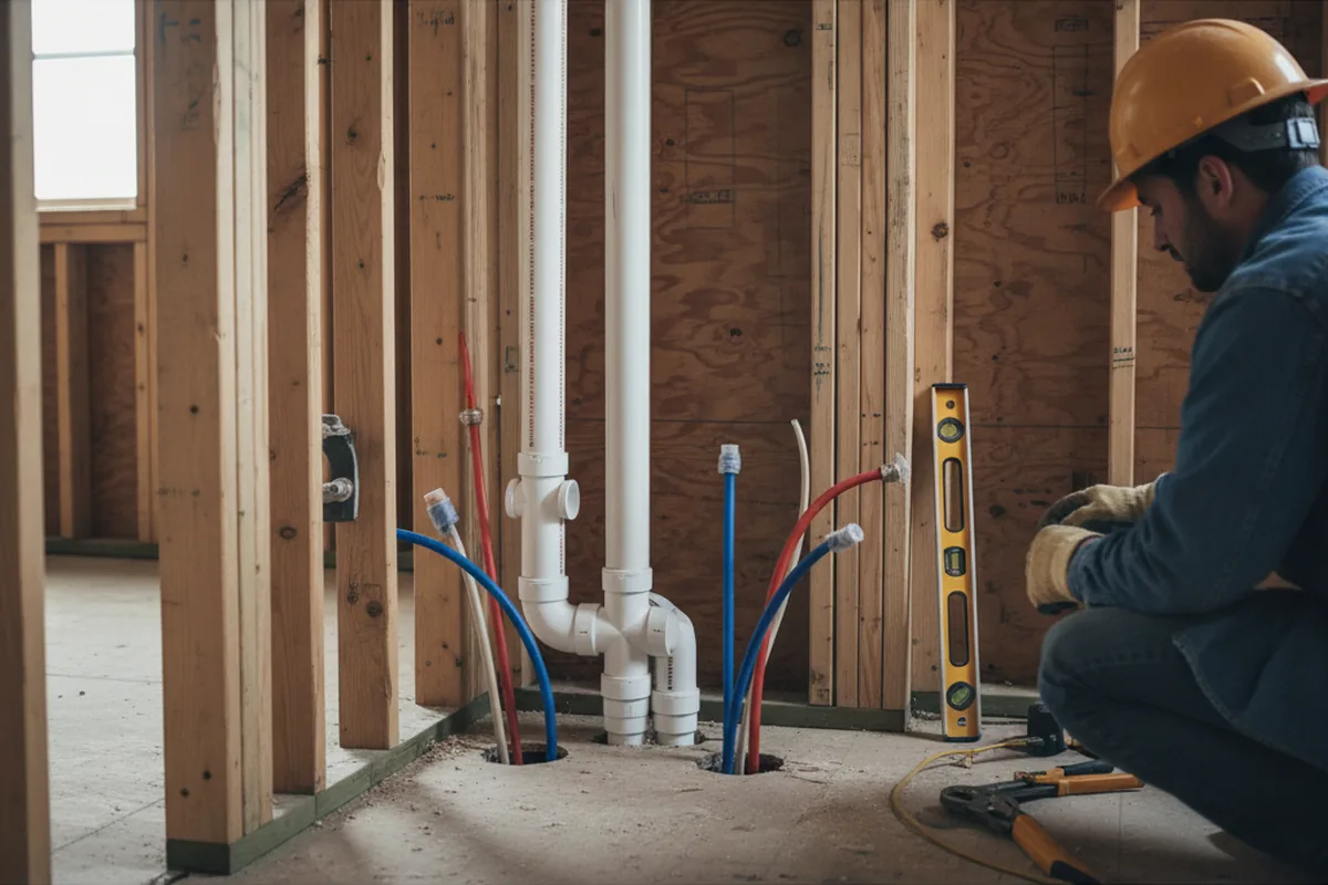 Drain and supply rough-in during Sump Pump Repair in Childersburg